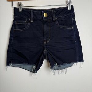 American Eagle Outfitters Hi Rise Shortie Dark Wash Denim Cutoff Shorts Size 00